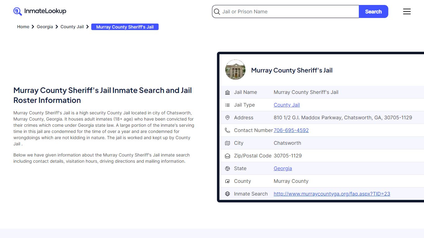 Murray County Sheriff's Jail Inmate Search, Jail Roster, Bookings ...